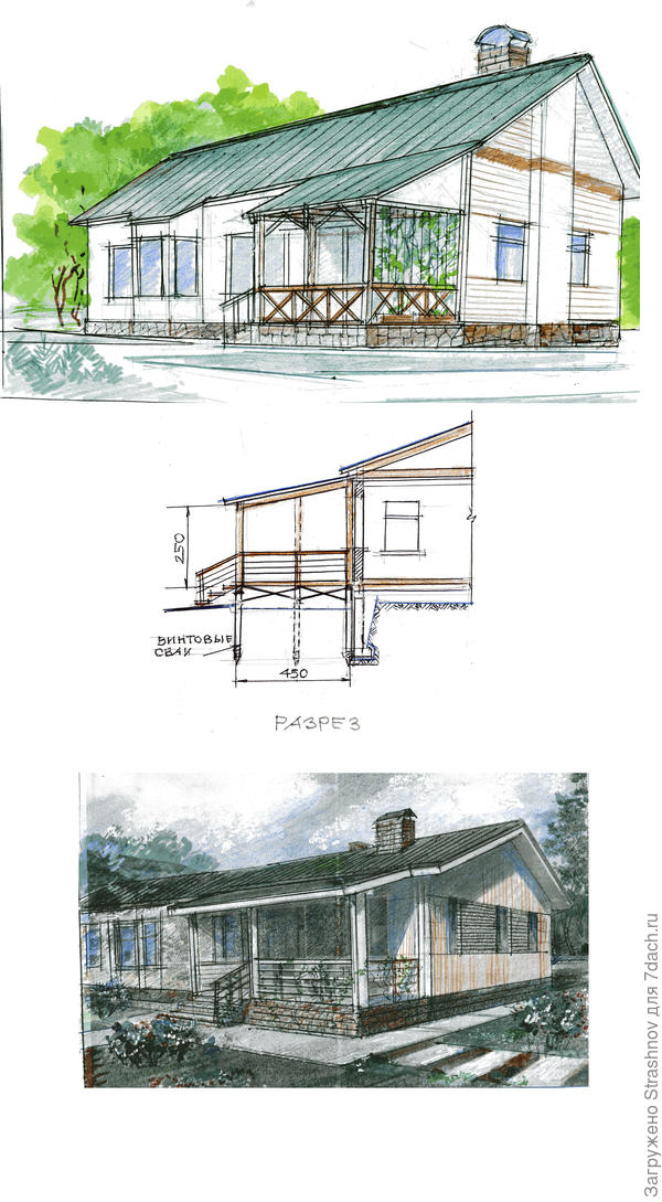 пристройка открытой веранды к дому.