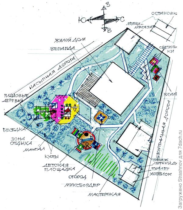 второй вариант планировки трапециевидного участка