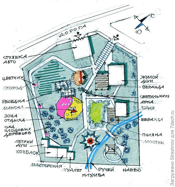 эскиз участка сложной конфигурации