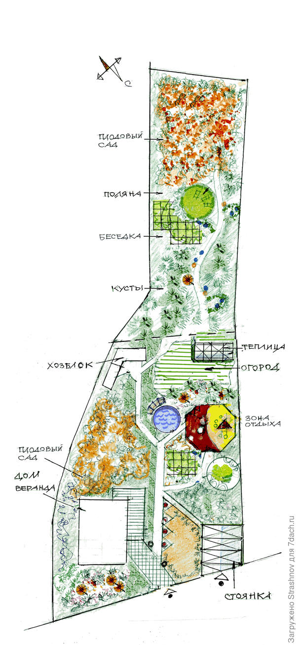 эскиз планировки и объединения двух участков