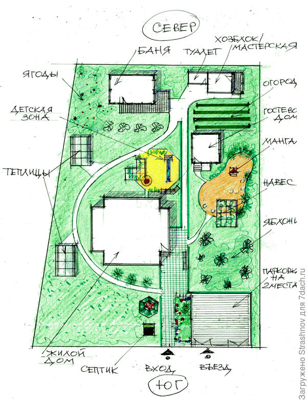 планировка участка трапециевидной формы.