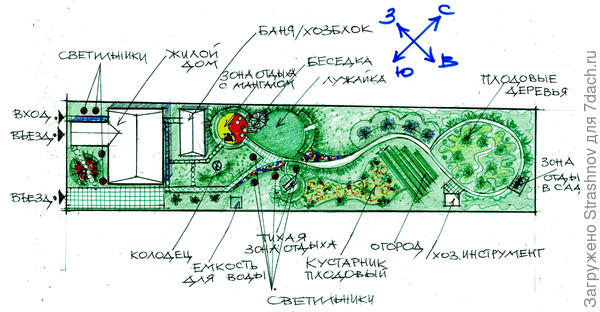 эскизное предложение планировки узкого участка