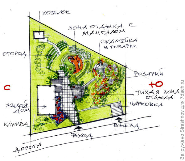 эскиз планировки трапециевидного участка