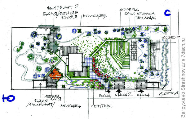 эскизное решение планировки прямоугольного участка