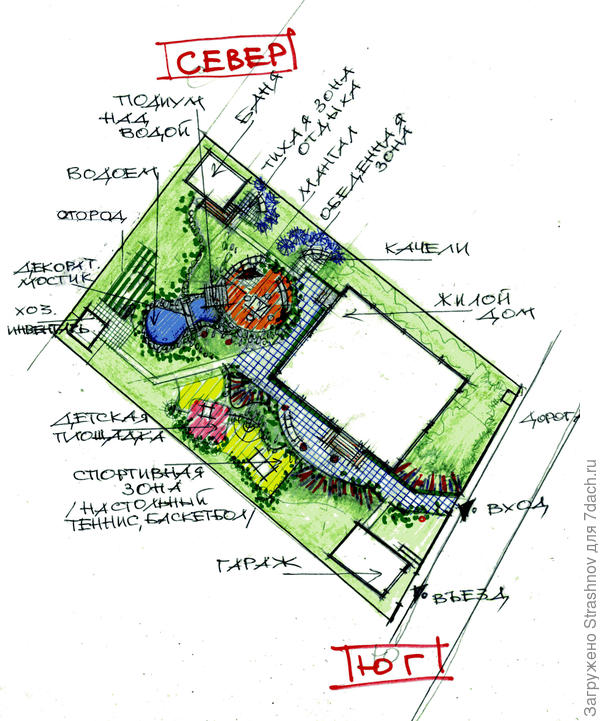 эскиз планировки трапециевидного участка