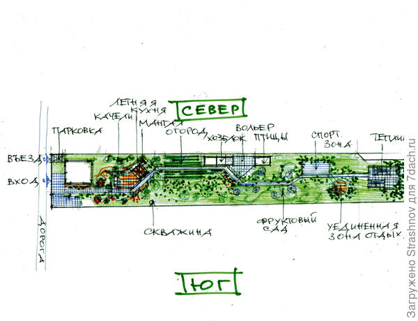 эскиз планировки узкого участка