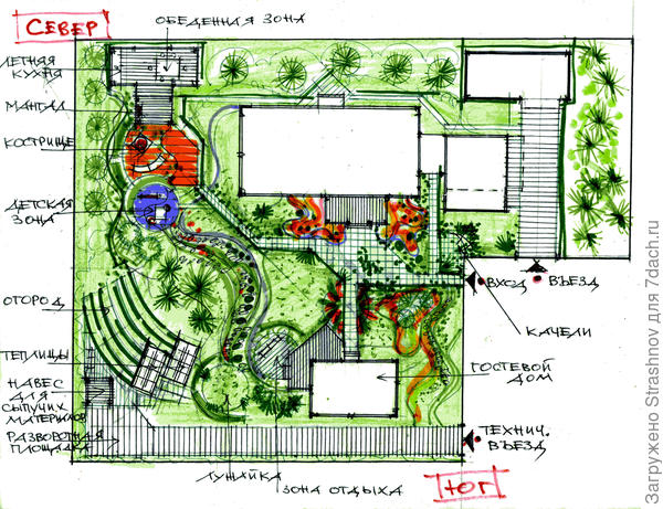 эскиз планировки двух совмещенных участков
