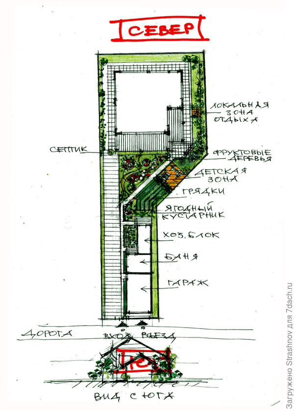 эскиз планировки  сложной конфигурации в плане