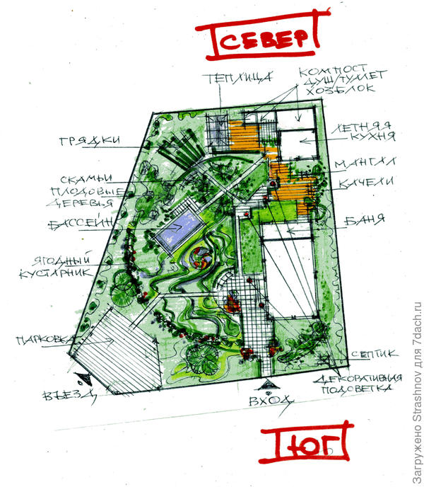эскиз планировки участка сложной конфигурации