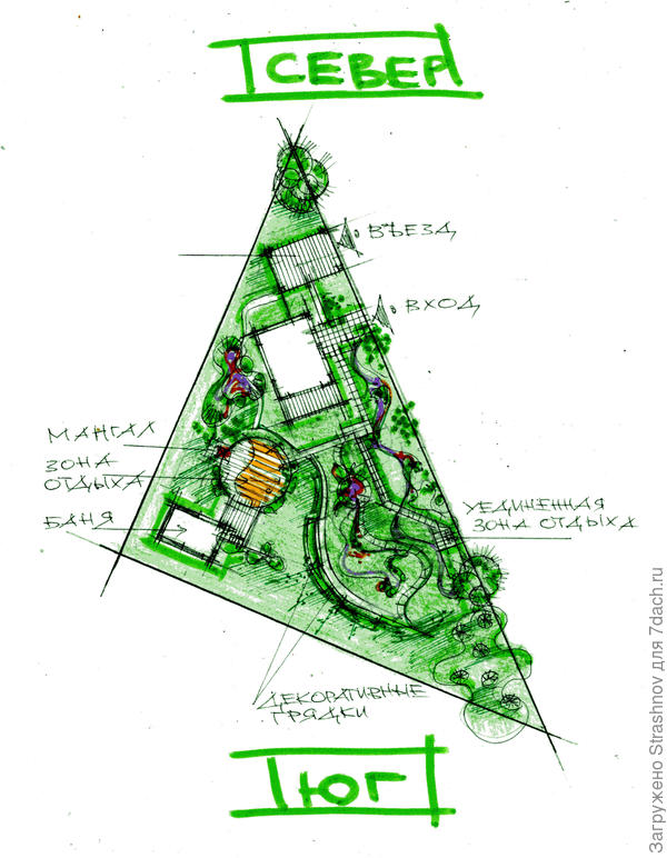 эскиз планировки треугольного участка