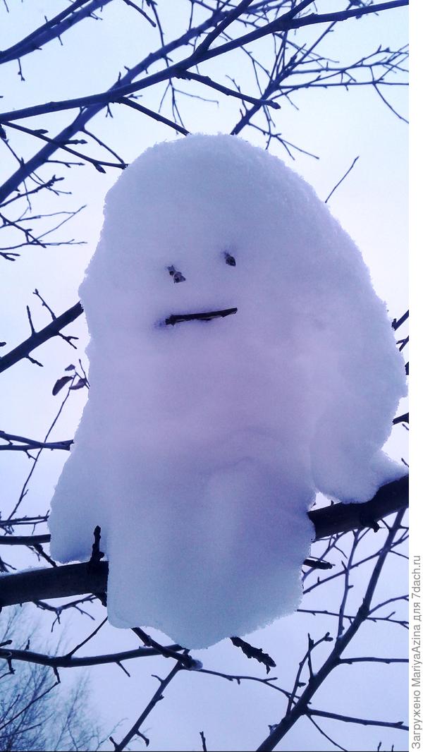 снег сел на яблоню