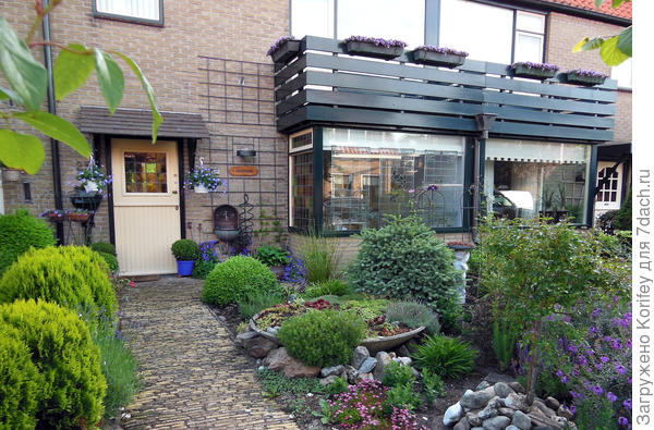 А можно посадить несколько хвойников, сложить несколько каменистых горок, поставить большую чашу или бетонную тарелку, посадив туда пару десятков суккулентов. А для придания цветовых оттенков и пятен добавить ярких камнеломок, лобелий, мускариков, синих колокольчиков и всяко разных прочих неприхотливых красавцев