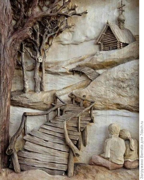 А вот в таком духе, где картинка из деревяшек и камней, мне сделать будет проще... Тоже из интернета
