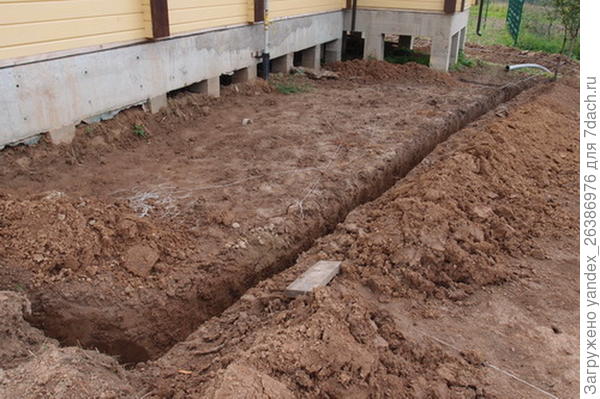 Копка траншей для дренажа