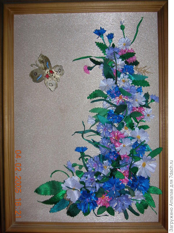 Картина для бабушки, выполненная с помощью выжигания по ткани