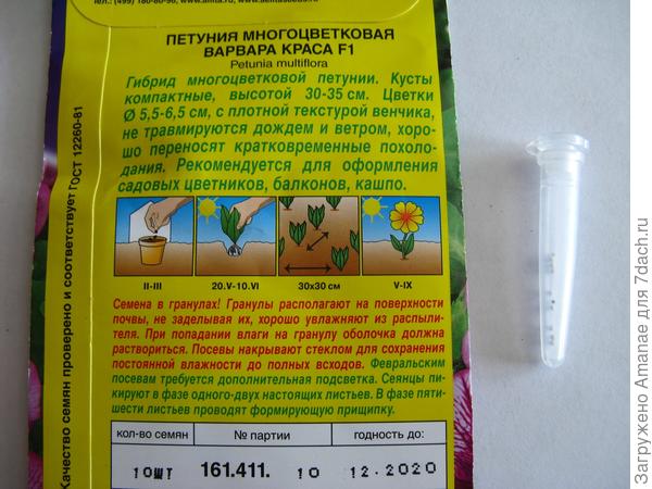 Обратная сторона пакетика