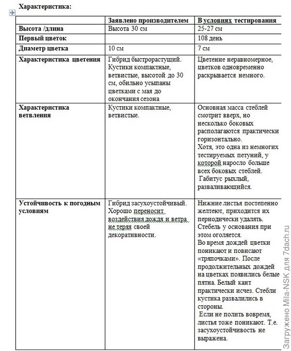 Итоговая сравнительная таблица