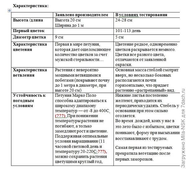 Итоговая сравнительная таблица