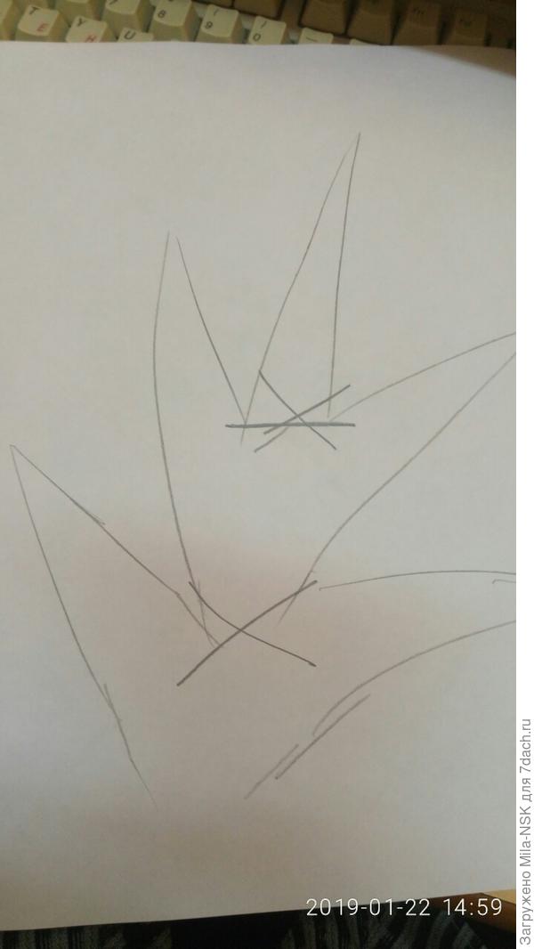 Вот схемка: среднюю ветку в развилке вырезаю. Лучи так и остаются лучами.