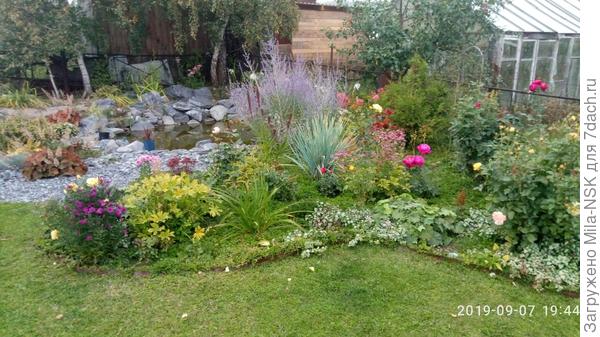 здесь она по центру перед водоемом