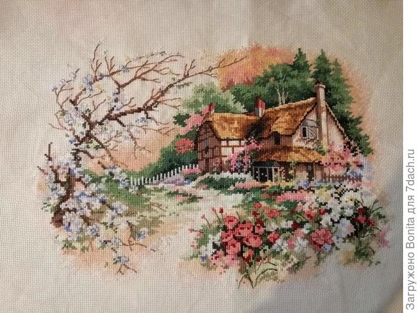 Томас Кинкейд в вышивке. ))) Обожаю картины этого художника. Собственно его сказачные домики вдохновляли меня - как раз что-то похожее хотелось иметь на своём участке.