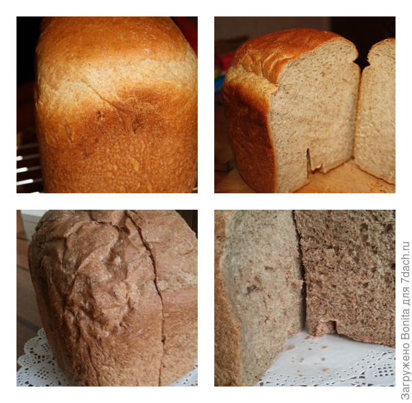 Вверху - на сыворотке, внизу - ржано-пшеничный