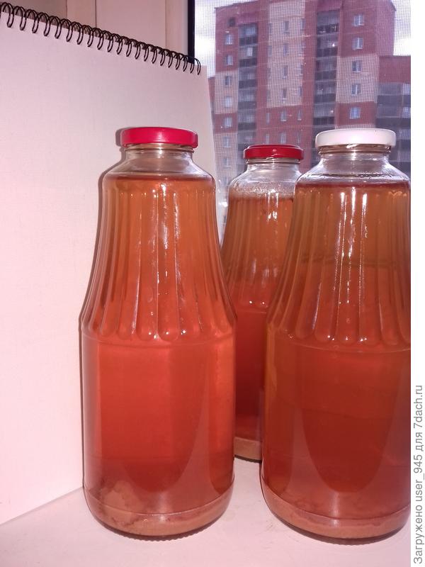 Вот такой прозрачный и красивого цвета получился в этом году яблочный сок.