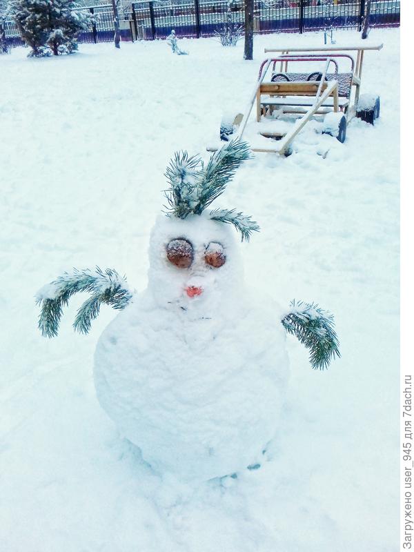 И вот такой снеговичок-Лунтик пару дней простоял)))