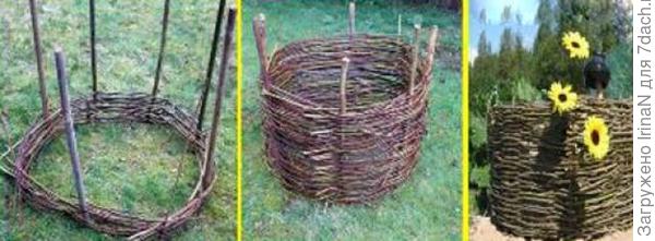 Или плетень сплести, и туда бочку вставить.