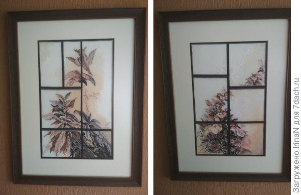 Эти два окошка и сейчас висят у меня на стене, подбирала специально в таких тонах.