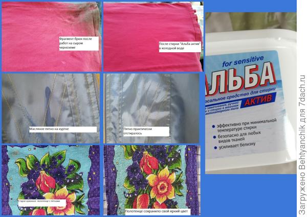 Итоги стирки в машине активаторного цвета в холодной воде средством "Альба актив"