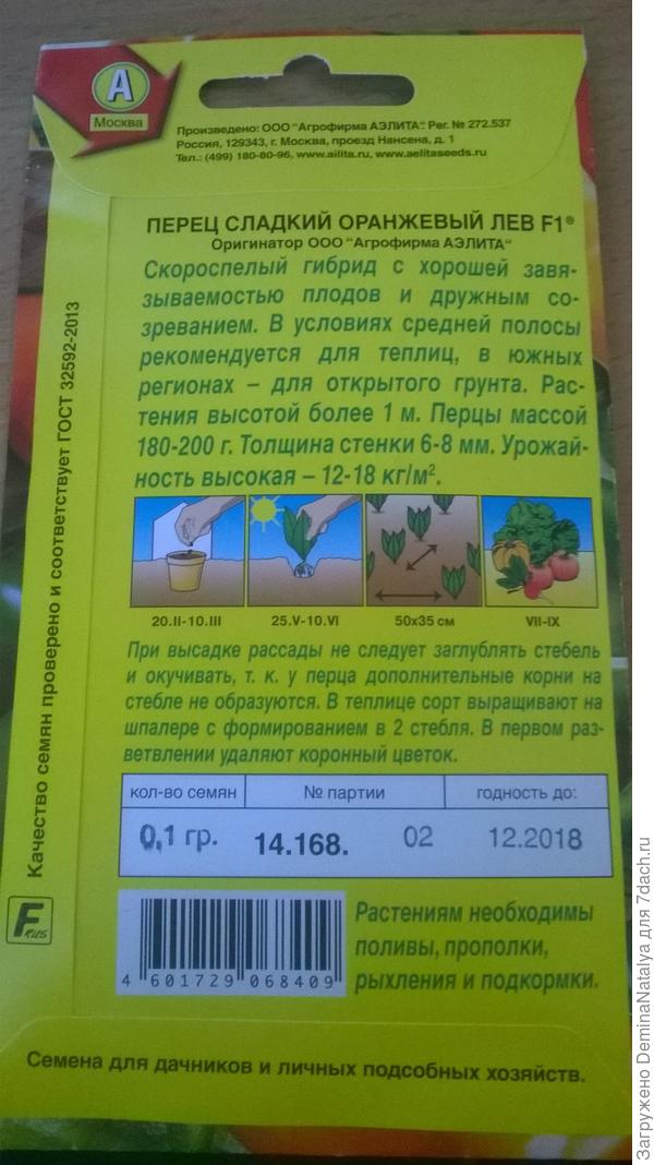 Оборотная сторона упаковки