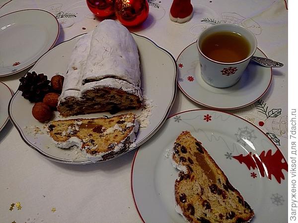 утренний чай с рождественским пирогом ( Stollen)
