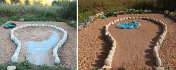 Отсыпка зоны озера с пляжем просеянным песком под финишное покрытие