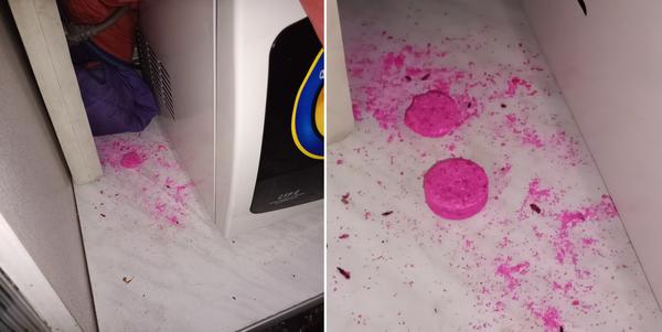 Слева: есть контакт! Справа: положила рядом целую таблетку для сравнения