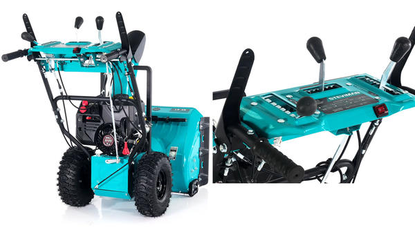 У снегоуборщика Steviman SX-61 SX-07610-2302 поворотом желоба выброса снега можно управлять с места оператора. Фото с сайта steviman.ru