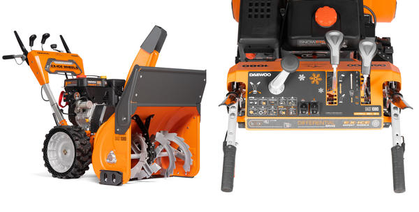 У снегоотбрасывателя DAEWOO DAST 1080 дифференциал можно разблокировать с помощью специального рычага на панели управления. Фото с сайта daewoo-shop.com