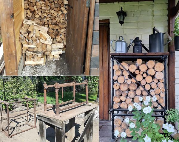 Слева: проблема и металлолом для ее решения. Справа: винтажная дровница. Фото Надежды (Nadezhda_Siberia)