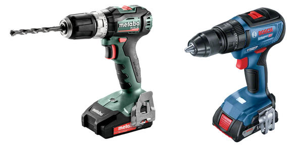 Слева: шуруповерт Metabo SB 18 L BL. Фото с сайта metabo-market.ru. Справа: модель Bosch GSB 18V-50 Professional. Фото с сайта bosch-professional.com