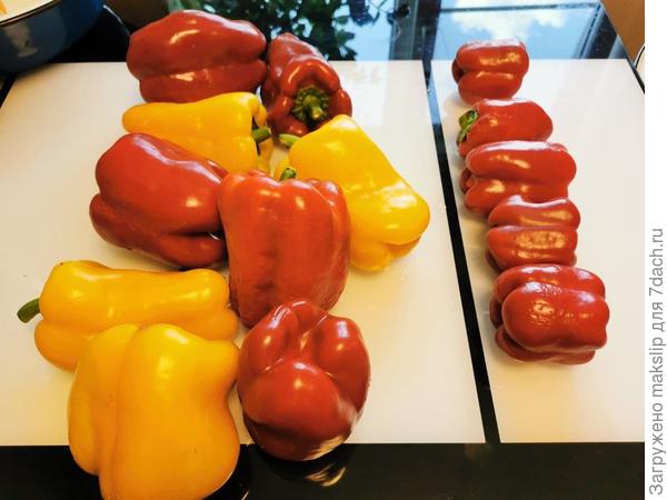 Слева перцы импортной и отечественной селекции, справа полководцы.