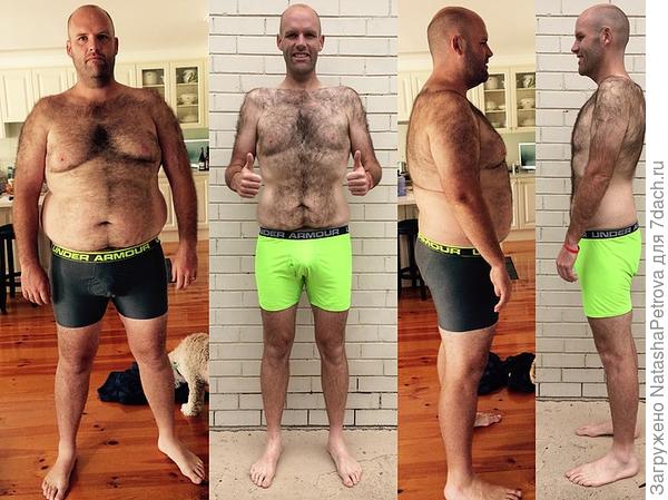 Эндрю Тэйлор до и после года на картофельной диете. Фото с сайта spudfit.com