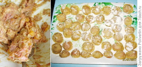 фарш с тыквой и сами пельмени