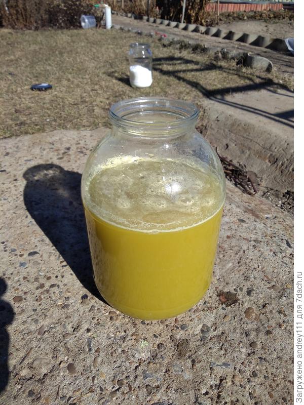 Добавил лимонную кислоту, мочевину и "Липосам". Вид не очень аппетитный. Надеюсь вредителям и болезням не понравится.