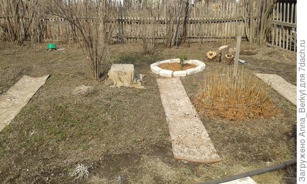 постелила дорожки, чтобы по земле не топтаться, и сорняком чтобы не зарастало, да и симпатичнее так