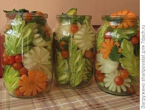 Консервированные овощные букеты для креативной дачницы!