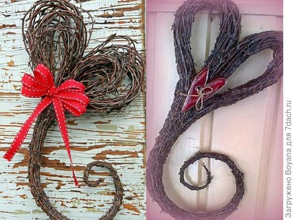 Сердца-венки из сухих ветвей. Фото с сайта ru.pinterest.com