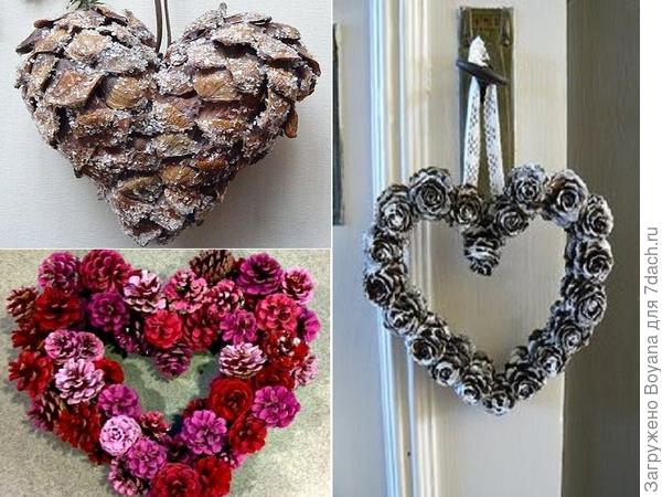 Сердца из шишек. Фото с сайта ru.pinterest.com
