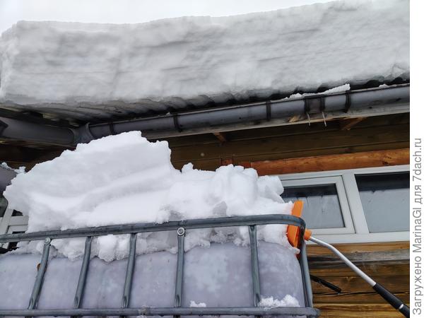 Это крыша с южной стороны, что-то сползает само, что-то сбиваем сами