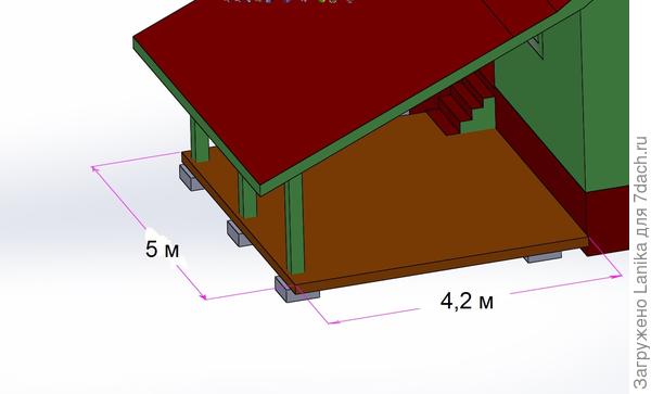 Размеры веранды примерно такие - 5м х 4м