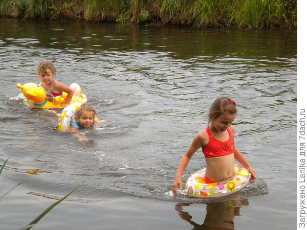 Речка быстрая, вода долго не нагревается, и все равно все любят купаться...